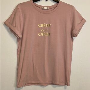 LARA Pink Cuffed Sleeve Relaxed Tee